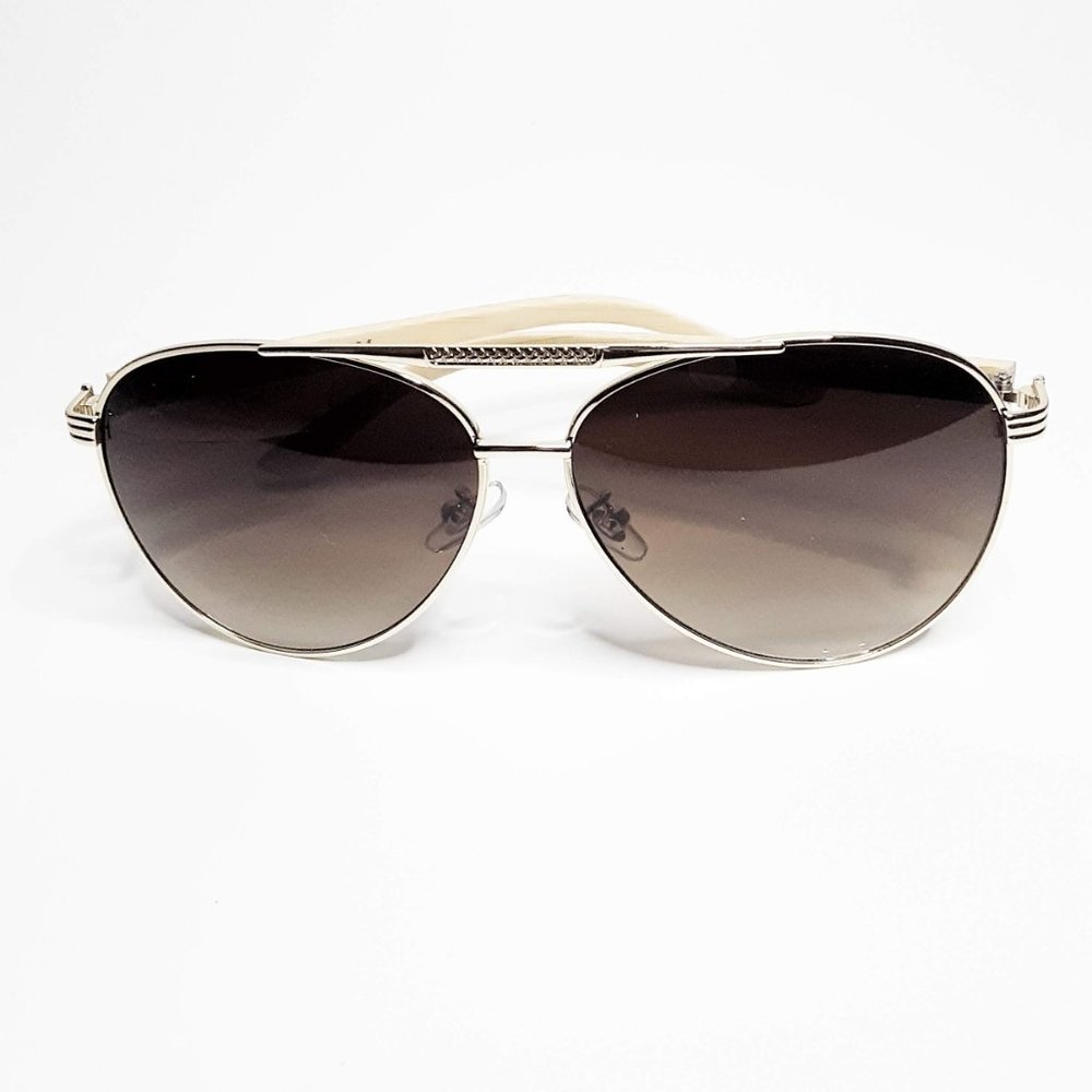 Gold Aviator Sunglasses with Bamboo Arms - Picture 2 of 3